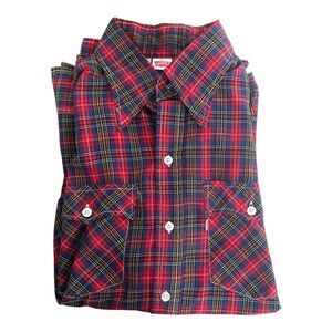 Vintage Levi’s USA Red Plaid Flannel Shirt XL Made in USA 70s 80s Grunge